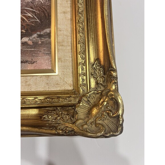 Original Oil On Canvas Painting With Winter Landscape Cottage On The Lake 15” - Picture 15 of 16